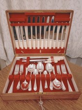 Pristine 53Pc SILVER PLATE Faux Bone CUTLERY CANTEEN - Joseph Rodgers Sheffield
