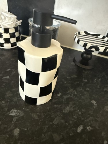 Black and white soap dispenser - and,