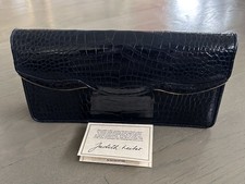 JUDITH LEIBER CLASSIC BLACK CROCODILE CLUTCH BAG/PURSE