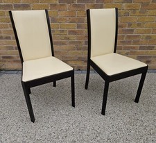 Pair (2) of Skovby dining chairs - SM68W - Wenge And Cream Leather 