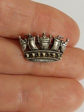 Vintage TLM Sterling Silver Marcasite Small Crown Brooch 2.4g