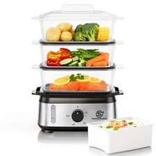 SUPERLEX 3-Tier Food Steamer 9L Electric Vegetable Steamer Healthy Multi-cooker