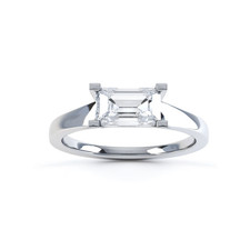 Diamond Ring Lab Grown Emerald Cut 1 Carat IGI 14k White Gold Christmas Sale