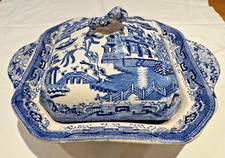 Antique blue willow ironstone