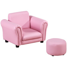 Kids Sofa Children Chair Armchair with Footstool Playroom Bedroom Pink UK