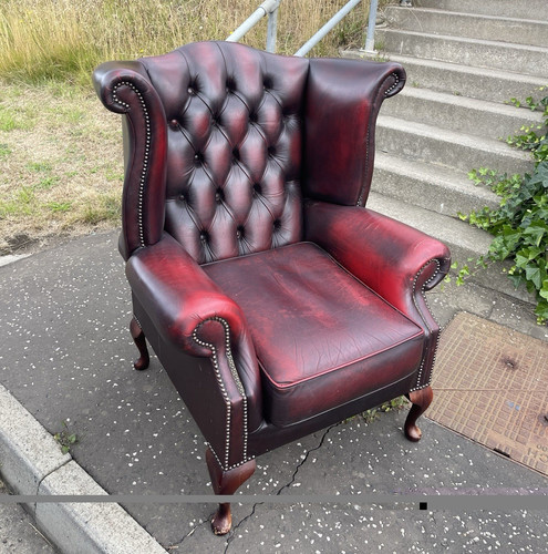 Burgundy leather wingback - leather,