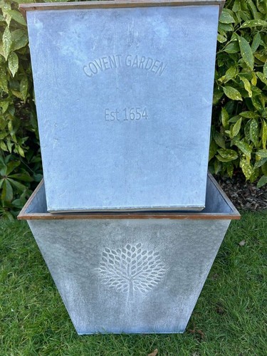 Large zinc square planter - zinc,