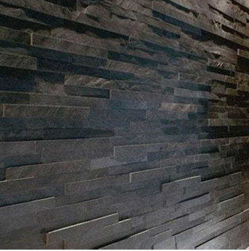 Black slate splitface wall - wall, 3d