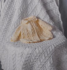KNITTING PATTERN - VERY PRETTY BABY BLANKET/SHAWL & MATINEE COAT IN 4-PLY OR DK