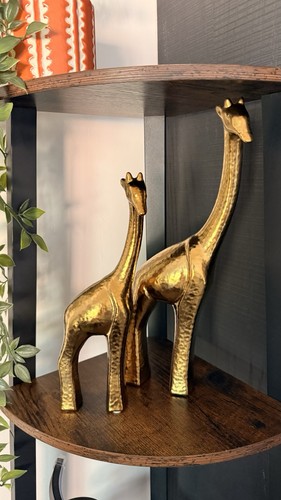 Gold giraffe ornament set pair - gold,