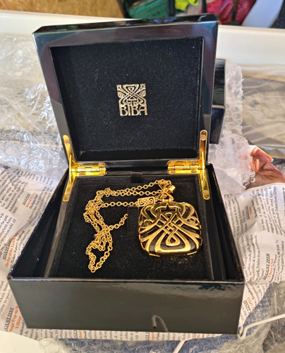 Biba gold tone square locket - tone,
