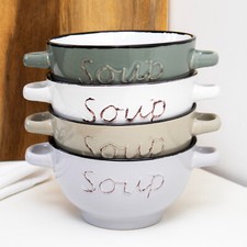 Set Of 4 Handled Soup Bowls