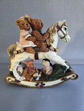 Regency Fine Arts Rocking Horse Travelling Teddies With COA In The Box - Vintage