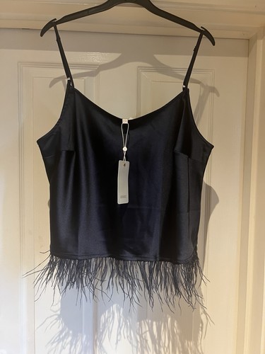 Coast feather trim satin top - feather,