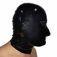 Brand New Latex Black Open Rubber Hood Mask (one size)