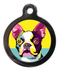 Pet ID tag  Boston Terrier pop art picture tag  2 sizes