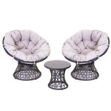 SH&G Rattan Swivel Chairs & Table Set | 360 Papasan Moon Chairs and Table