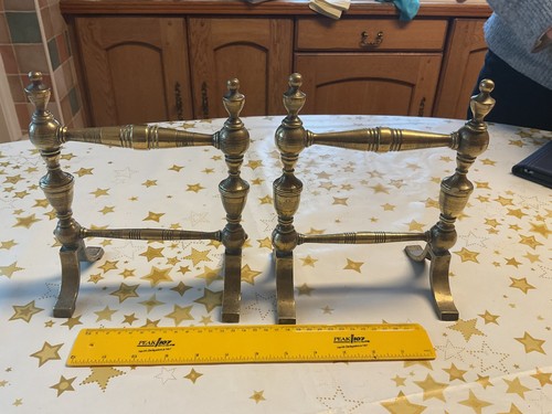 Antique brass fire dogs - brass,