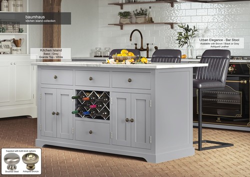 Grey kitchen island with - grey,