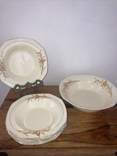 Set of Six Vintage Alfred Meakin Soup / Desert Bowls with Serving Bowl Harvest