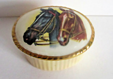 Aynsley Horses Porcelain Pill Box or Small Jewelry Trinket Box