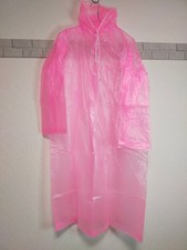 Pink PVC plastic raincoat long