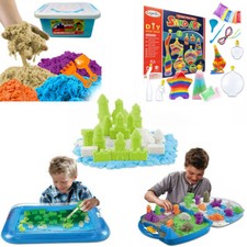 Kids Toys Magic Sand Motion Play Bucket Sand Pit Moulds Colorful Safe Beach Sand