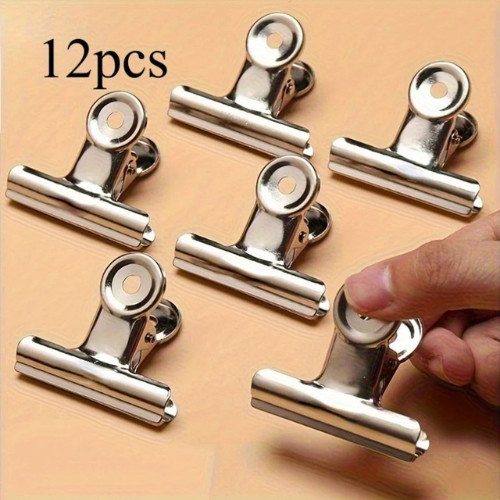 12pcs silver foldback bulldog - 12pcs,