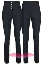 Ladies High Waist Trousers Black School Work Good Quality Stretch Skinny Pants.