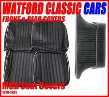 MGB GT Seat Covers Front & Rear 1972-1981 Leather look Black/White