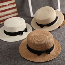 Women Ladies Straw Boater Hat