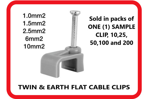 1mm grey cable clip - cable, 1.5mm