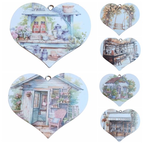 Decorative wooden hearts - wooden,