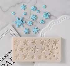 Snowflakes Silicone Fondant Christmas  Mould Cake topper Chocolate Sugar craft