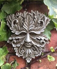 STONE GARDEN SMALL LEAFY GREEN MAN FACE WALL PLAQUE HANGING PAGAN🌿🍂
