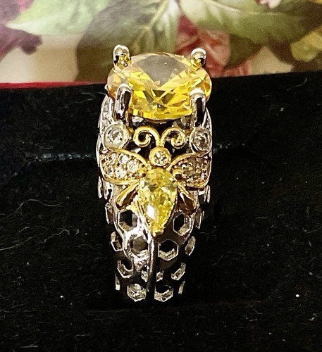 Citrine bee ring - , marquise