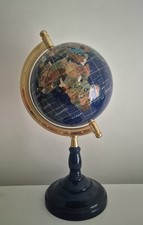Large 18" Semi Precious Stone Globe – Vintage Decorative Gemstone World Globe 