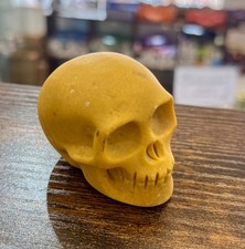 YELLOW JADE Carved Skull Natural Crystal Decoration 5.5cm Polished Finish