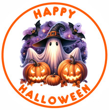 3-6 Inch Halloween Themed, Non Personalised, Edible Cake Toppers, Ghost, Scary