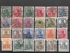 German Reich - LOT used Germania Perfins Holes.