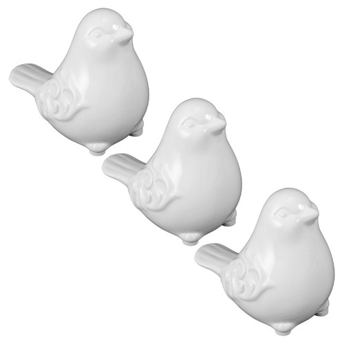 3pcs porcelain bird figurines - porcelain,