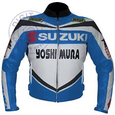 Sky Mens Suzuki Motorbike Motorcycle Leather Jacket Racing Biker Leather Coat