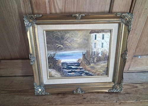 Gold framed oil canvas - framed,