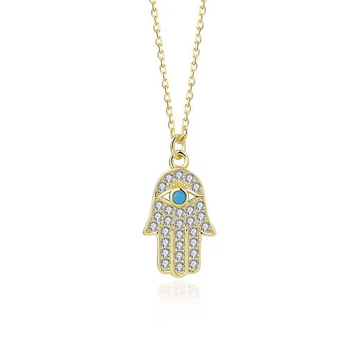 Hamsa hand necklace - hamsa, 925