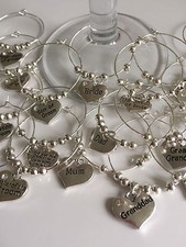 Silver Wedding Guest Wine Glass Charms *Personalised* Table Decoration Favour