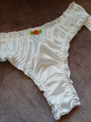 Sexy white silky satin frilly - sexy,