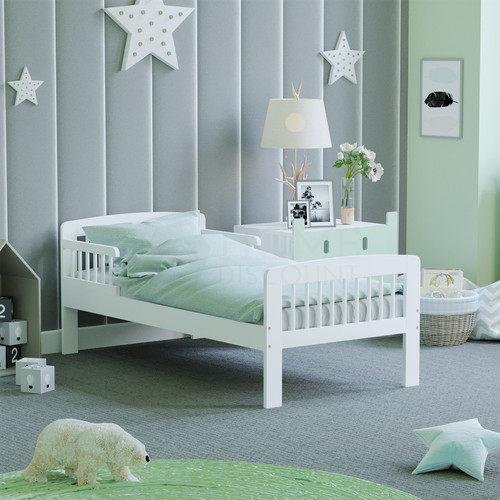 White toddler wood bed - white,