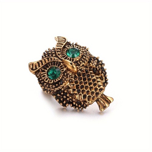 Bronze owl brooch elegant - owl,