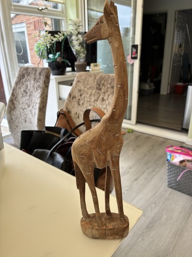 Hand carved wooden giraffe - wooden,