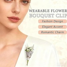 Flower Bouquet Brooch, Fashion Floral Lapel Pin Holding Fresh or Dried Flowers